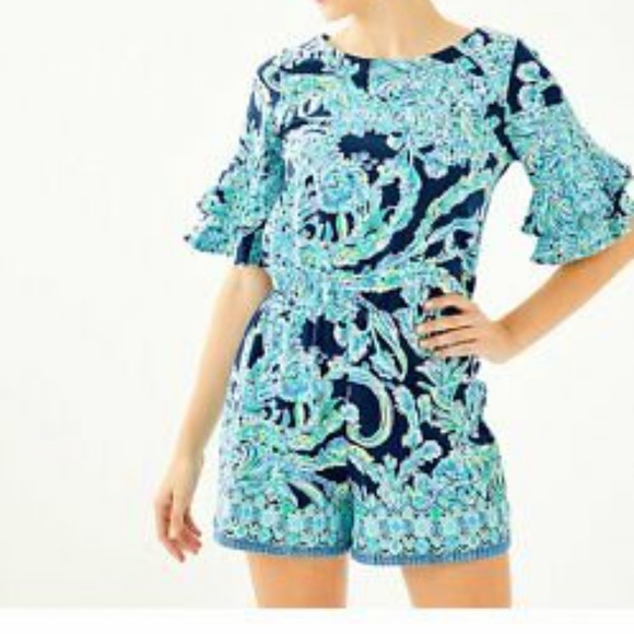 Lilly Pulitzer Dresses & Skirts - ⚓️NWT Lilly Pulitzer Lula romper Navy Scuba doo Sm